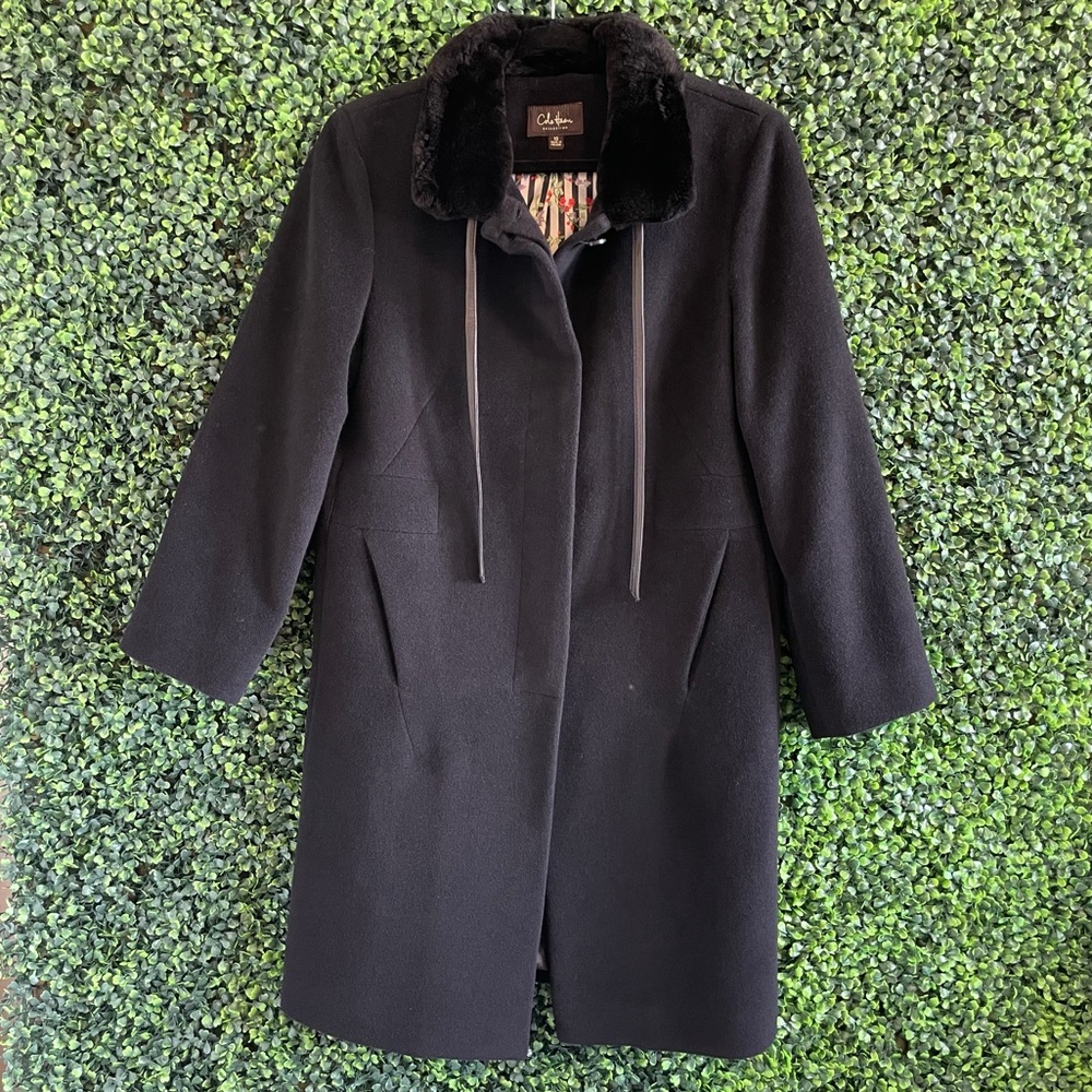 Cole Haan Angora Rabbit Hair And Wool Coat Size 10